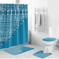 Fiji Marau na Kerisimasi Bathroom Set Aqua Tagimoucia Tapa Masi Tribal LT9 Bathroom Set (4 pcs) Aqua - Polynesian Pride
