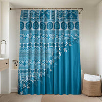 Fiji Marau na Kerisimasi Bathroom Set Aqua Tagimoucia Tapa Masi Tribal LT9 Shower Curtain Only Aqua - Polynesian Pride