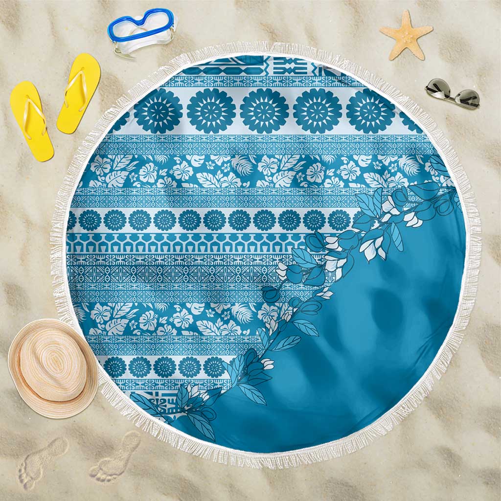 Fiji Marau na Kerisimasi Beach Blanket Aqua Tagimoucia Tapa Masi Tribal - Polynesian Pride
