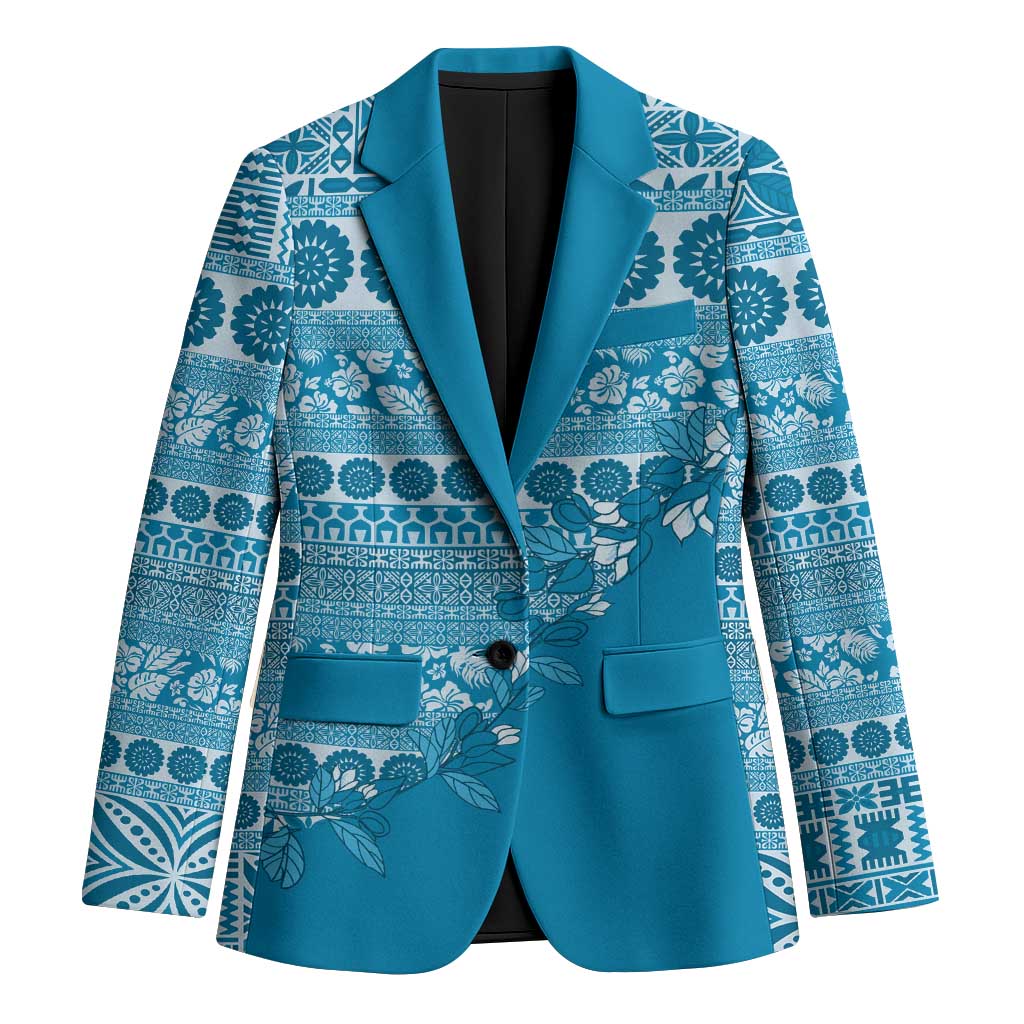 Fiji Marau na Kerisimasi Blazer Aqua Tagimoucia Tapa Masi Tribal LT9 Unisex Aqua - Polynesian Pride