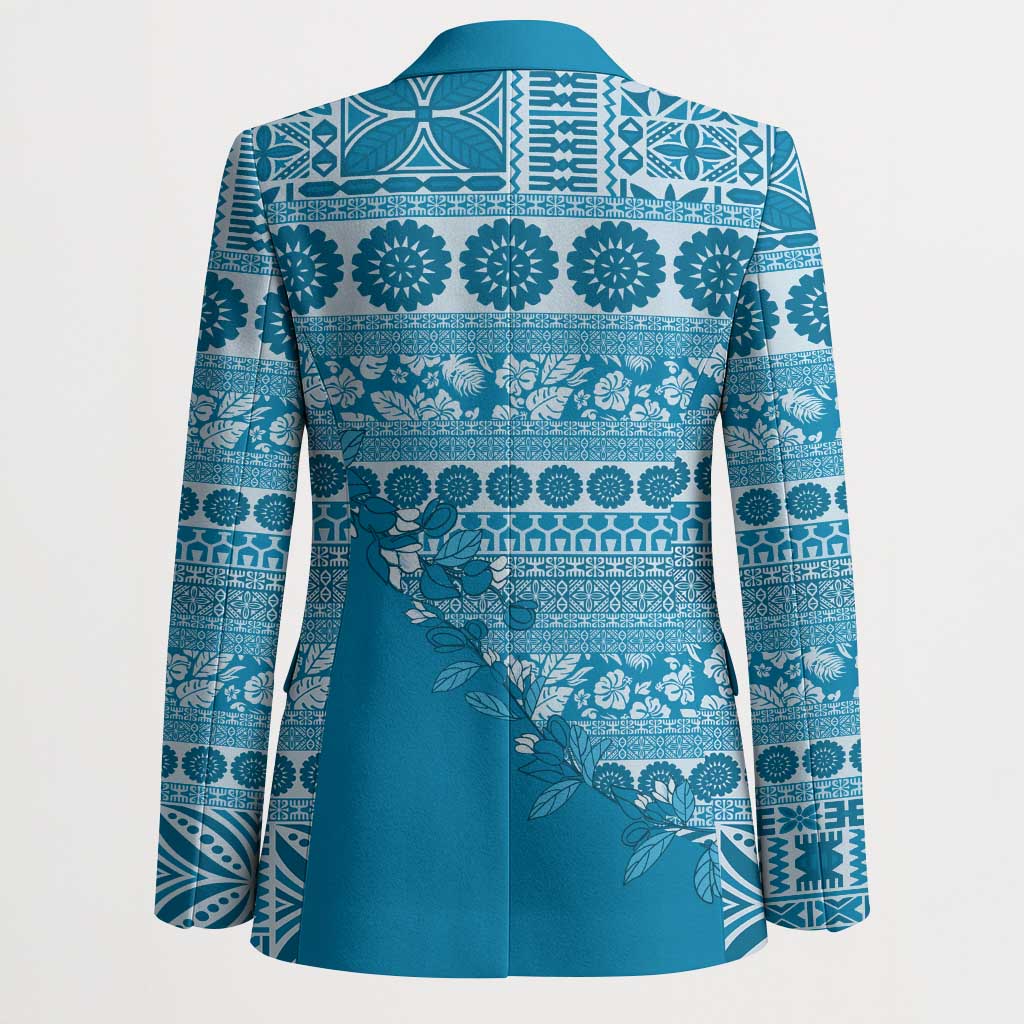 Fiji Marau na Kerisimasi Blazer Aqua Tagimoucia Tapa Masi Tribal LT9 - Polynesian Pride