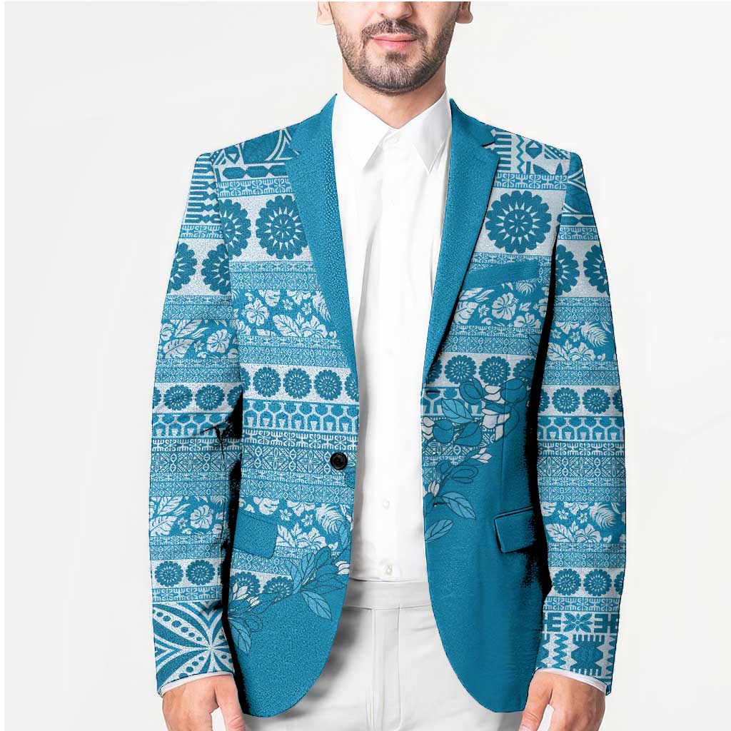 Fiji Marau na Kerisimasi Blazer Aqua Tagimoucia Tapa Masi Tribal LT9 - Polynesian Pride