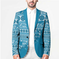 Fiji Marau na Kerisimasi Blazer Aqua Tagimoucia Tapa Masi Tribal LT9 - Polynesian Pride