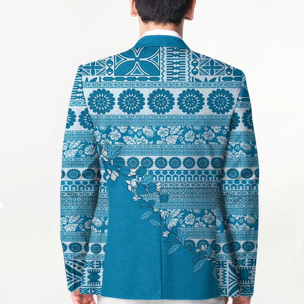 Fiji Marau na Kerisimasi Blazer Aqua Tagimoucia Tapa Masi Tribal LT9 - Polynesian Pride