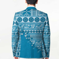 Fiji Marau na Kerisimasi Blazer Aqua Tagimoucia Tapa Masi Tribal LT9 - Polynesian Pride