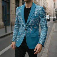 Fiji Marau na Kerisimasi Blazer Aqua Tagimoucia Tapa Masi Tribal LT9 - Polynesian Pride