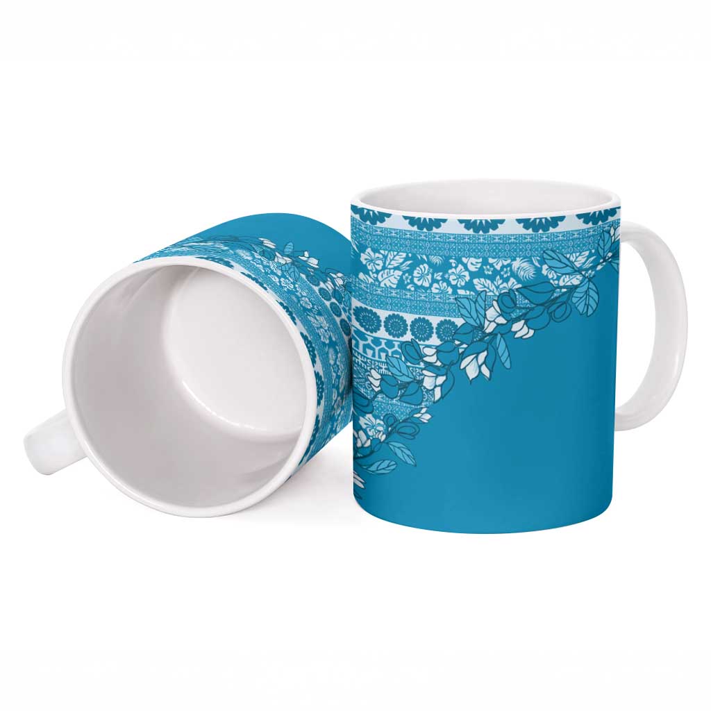 Fiji Marau na Kerisimasi Ceramic Mug Aqua Tagimoucia Tapa Masi Tribal LT9 - Polynesian Pride