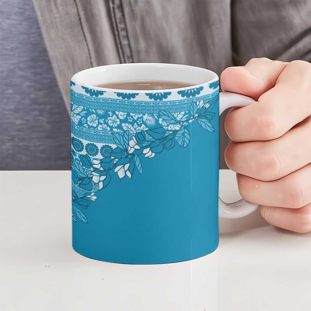 Fiji Marau na Kerisimasi Ceramic Mug Aqua Tagimoucia Tapa Masi Tribal LT9 - Polynesian Pride