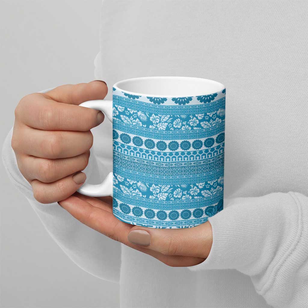 Fiji Marau na Kerisimasi Ceramic Mug Aqua Tagimoucia Tapa Masi Tribal LT9 - Polynesian Pride