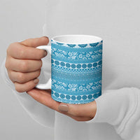 Fiji Marau na Kerisimasi Ceramic Mug Aqua Tagimoucia Tapa Masi Tribal LT9 - Polynesian Pride