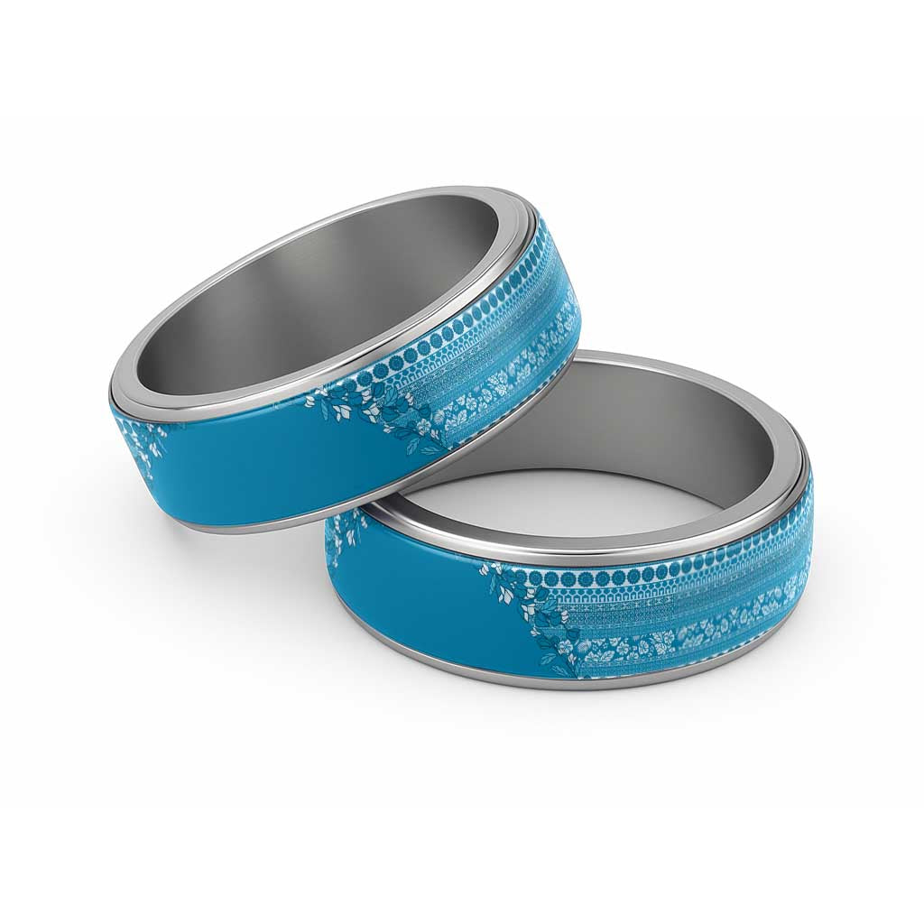 Fiji Marau na Kerisimasi Classic Ring Aqua Tagimoucia Tapa Masi Tribal - Polynesian Pride
