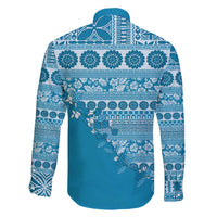 Fiji Marau na Kerisimasi Family Matching Long Sleeve Bodycon Dress and Hawaiian Shirt Aqua Tagimoucia Tapa Masi Tribal - Polynesian Pride