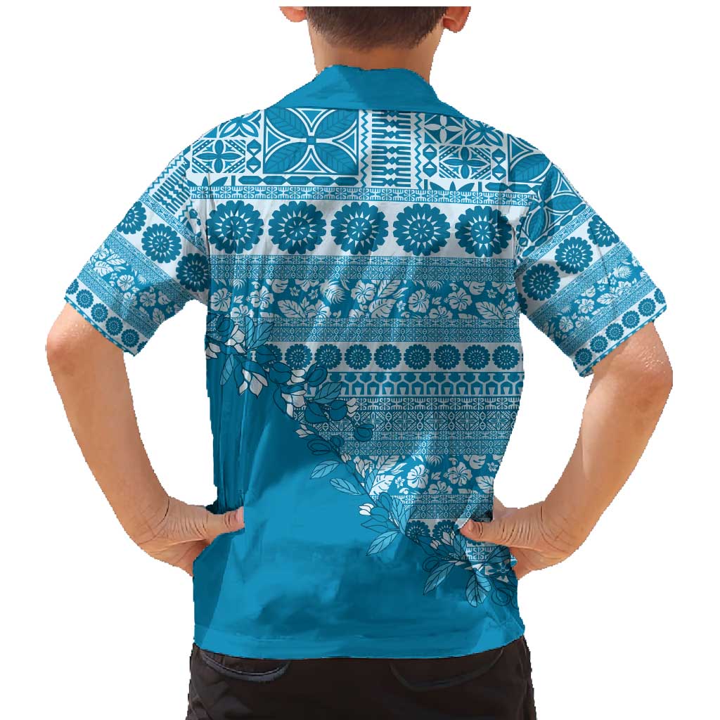 Fiji Marau na Kerisimasi Family Matching Mermaid Dress and Hawaiian Shirt Aqua Tagimoucia Tapa Masi Tribal - Polynesian Pride