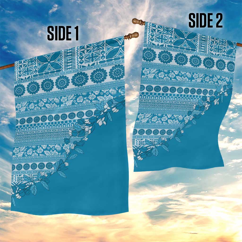 Fiji Marau na Kerisimasi Garden Flag Aqua Tagimoucia Tapa Masi Tribal - Polynesian Pride