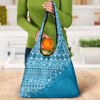 Fiji Marau na Kerisimasi Grocery Bag Aqua Tagimoucia Tapa Masi Tribal - Polynesian Pride