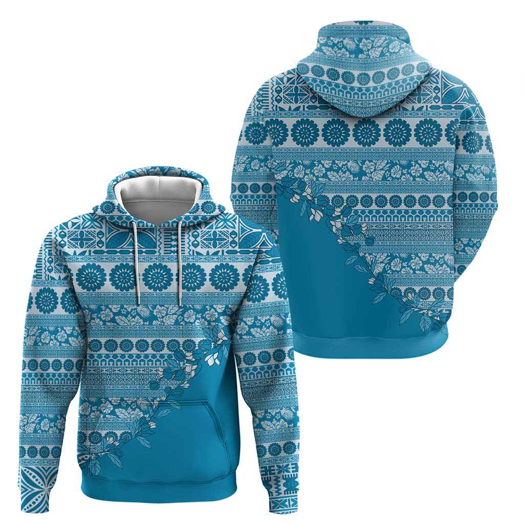 Fiji Marau na Kerisimasi Hoodie Aqua Tagimoucia Tapa Masi Tribal - Polynesian Pride