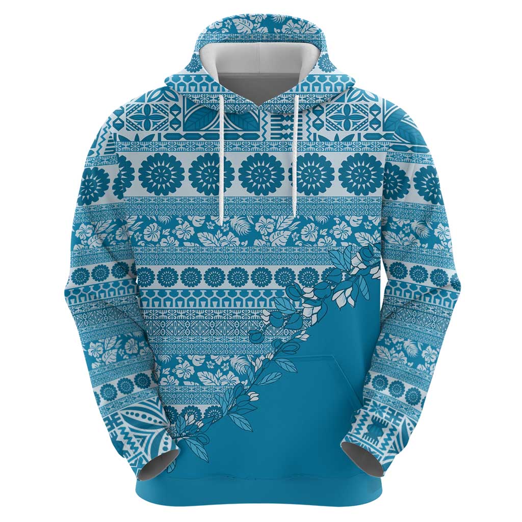 Fiji Marau na Kerisimasi Hoodie Aqua Tagimoucia Tapa Masi Tribal - Polynesian Pride