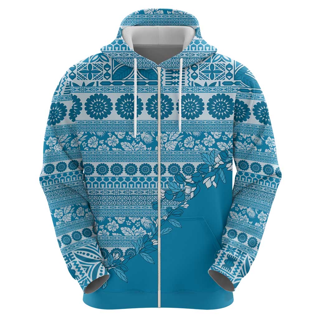 Fiji Marau na Kerisimasi Hoodie Aqua Tagimoucia Tapa Masi Tribal - Polynesian Pride