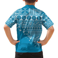 Fiji Marau na Kerisimasi Kid Hawaiian Shirt Aqua Tagimoucia Tapa Masi Tribal - Polynesian Pride