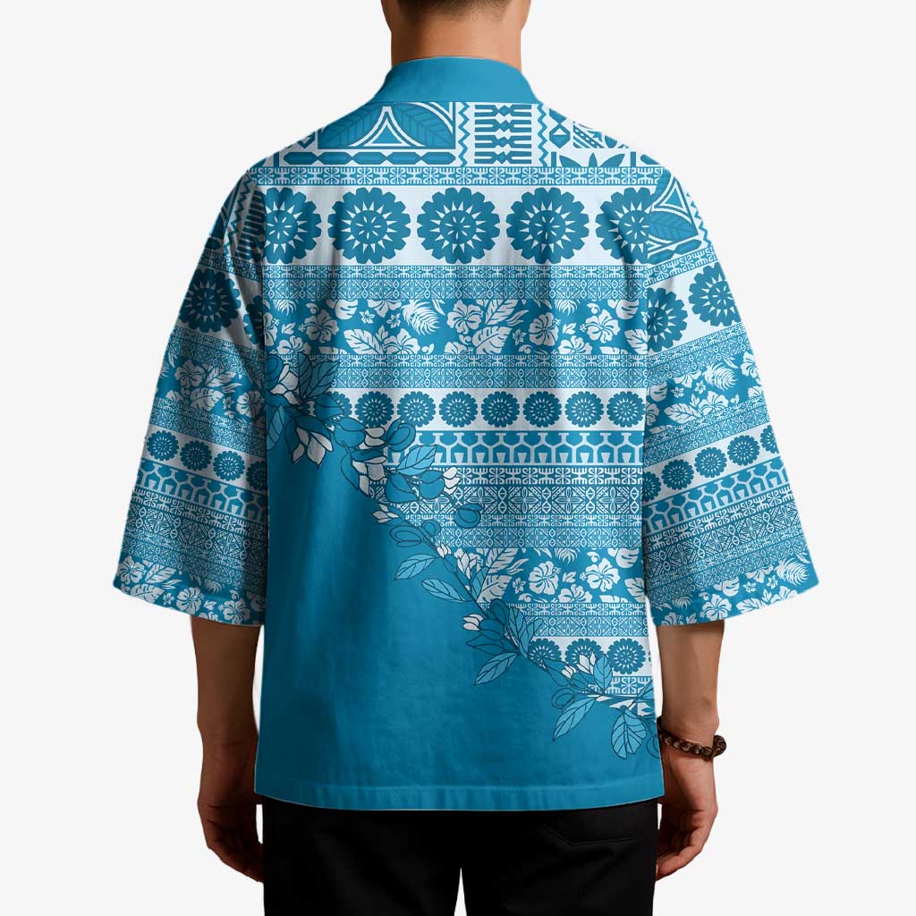 Fiji Marau na Kerisimasi Kimono Aqua Tagimoucia Tapa Masi Tribal LT9 - Polynesian Pride