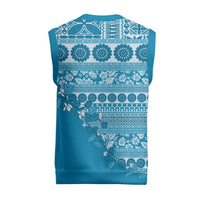 Fiji Marau na Kerisimasi Christmas Knitted V-Neck Vest Aqua Tagimoucia Tapa Masi Tribal - Polynesian Pride