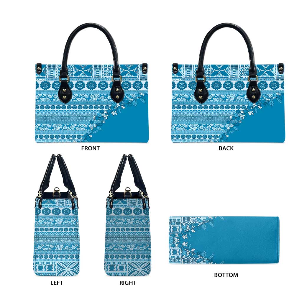 Fiji Marau na Kerisimasi Leather Bag Aqua Tagimoucia Tapa Masi Tribal LT9 - Polynesian Pride