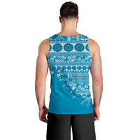 Fiji Marau na Kerisimasi Men Tank Top Aqua Tagimoucia Tapa Masi Tribal - Polynesian Pride