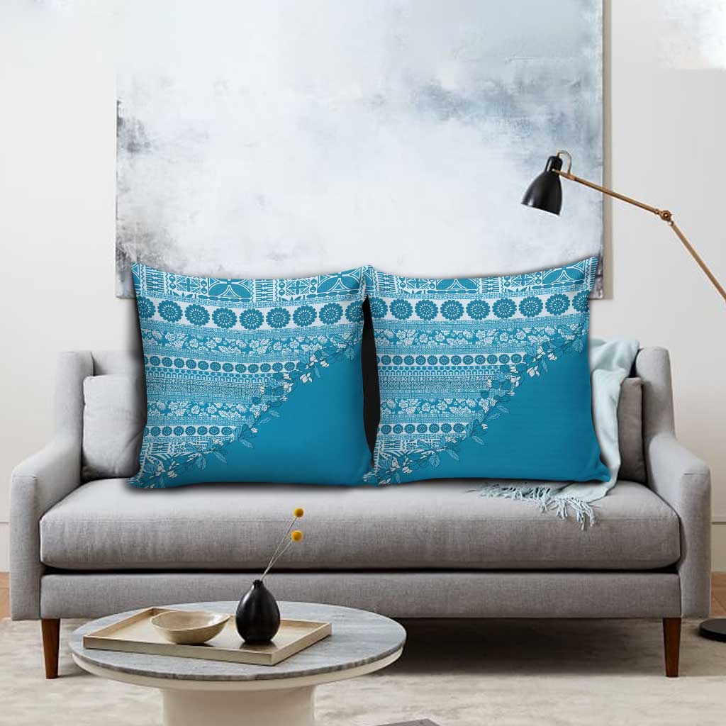 Fiji Marau na Kerisimasi Pillow Cover Aqua Tagimoucia Tapa Masi Tribal LT9 - Polynesian Pride