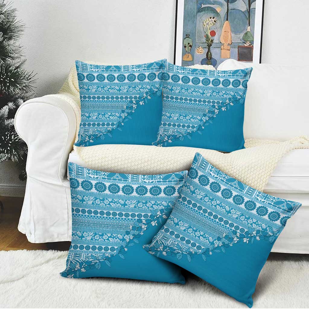 Fiji Marau na Kerisimasi Pillow Cover Aqua Tagimoucia Tapa Masi Tribal LT9 - Polynesian Pride