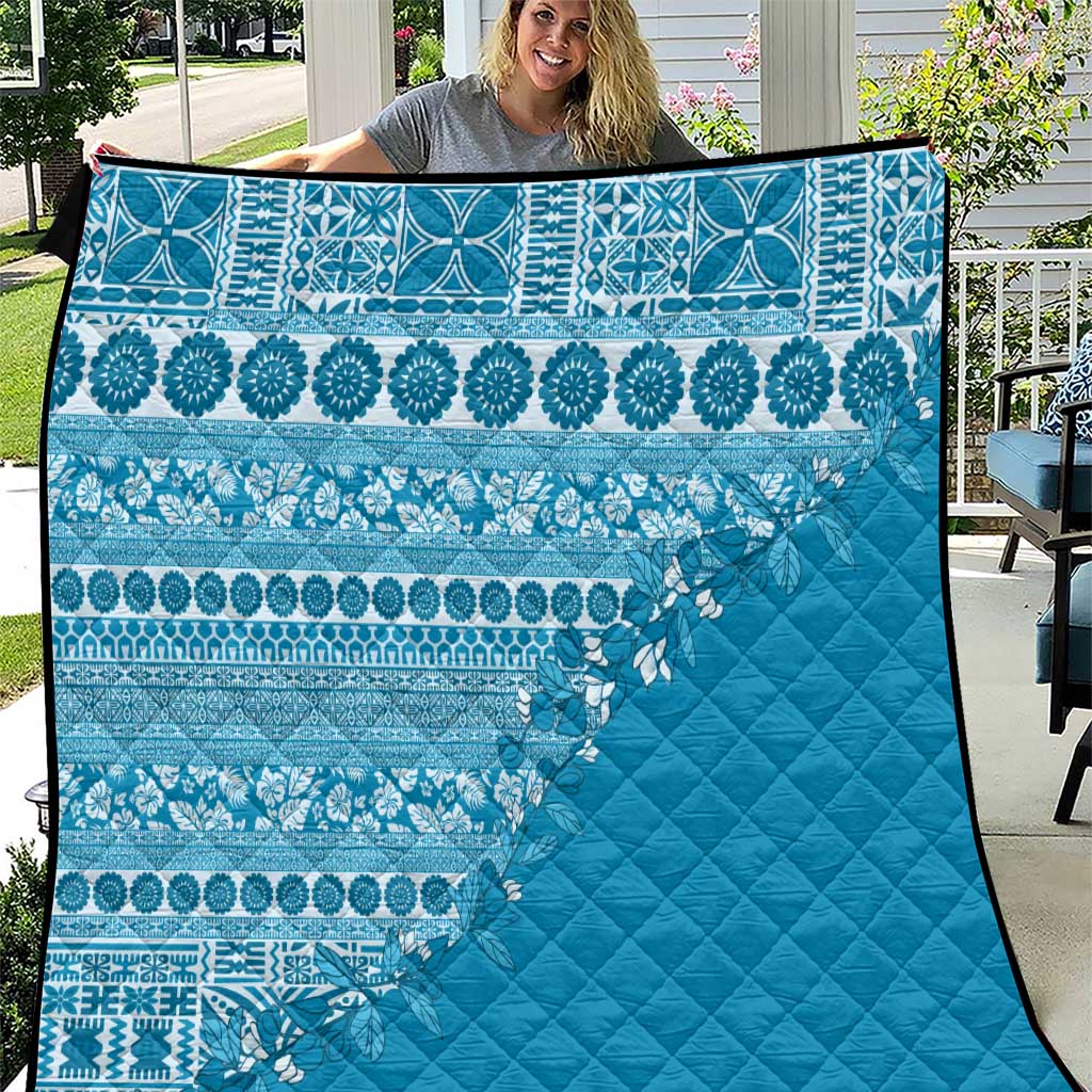 Fiji Marau na Kerisimasi Quilt Aqua Tagimoucia Tapa Masi Tribal - Polynesian Pride