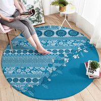 Fiji Marau na Kerisimasi Round Carpet Aqua Tagimoucia Tapa Masi Tribal - Polynesian Pride