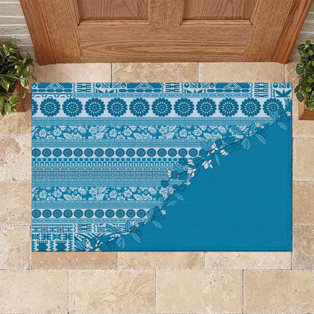 Fiji Marau na Kerisimasi Rubber Doormat Aqua Tagimoucia Tapa Masi Tribal - Polynesian Pride