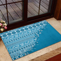 Fiji Marau na Kerisimasi Rubber Doormat Aqua Tagimoucia Tapa Masi Tribal - Polynesian Pride