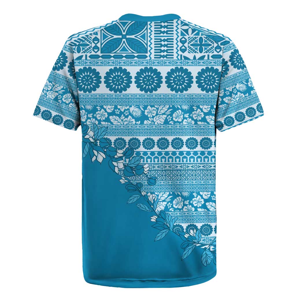 Fiji Marau na Kerisimasi Rugby Jersey Aqua Tagimoucia Tapa Masi Tribal - Polynesian Pride