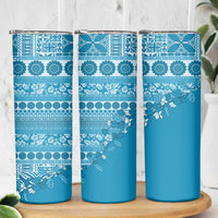 Fiji Marau na Kerisimasi Skinny Tumbler Aqua Tagimoucia Tapa Masi Tribal - Polynesian Pride