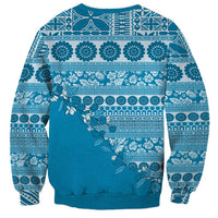 Fiji Marau na Kerisimasi Sweatshirt Aqua Tagimoucia Tapa Masi Tribal - Polynesian Pride