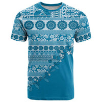 Fiji Marau na Kerisimasi T Shirt Aqua Tagimoucia Tapa Masi Tribal - Polynesian Pride