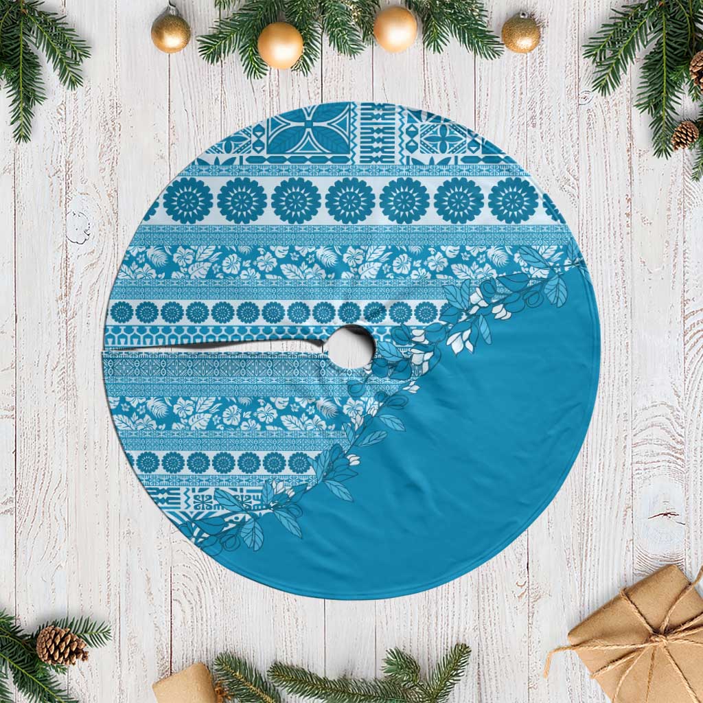 Fiji Marau na Kerisimasi Tree Skirt Aqua Tagimoucia Tapa Masi Tribal - Polynesian Pride