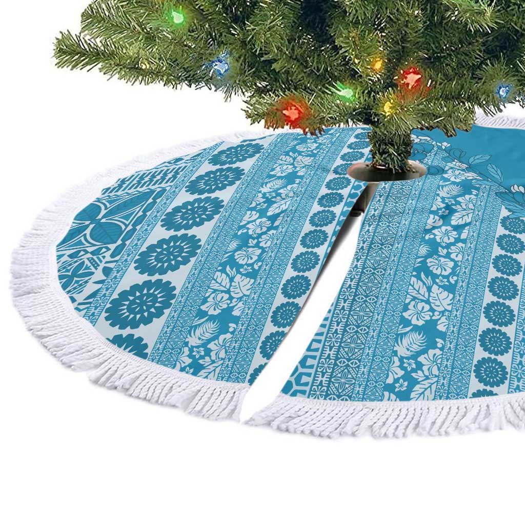 Fiji Marau na Kerisimasi Tree Skirt Aqua Tagimoucia Tapa Masi Tribal - Polynesian Pride