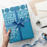 Fiji Marau na Kerisimasi Wrapping Paper Aqua Tagimoucia Tapa Masi Tribal - Polynesian Pride