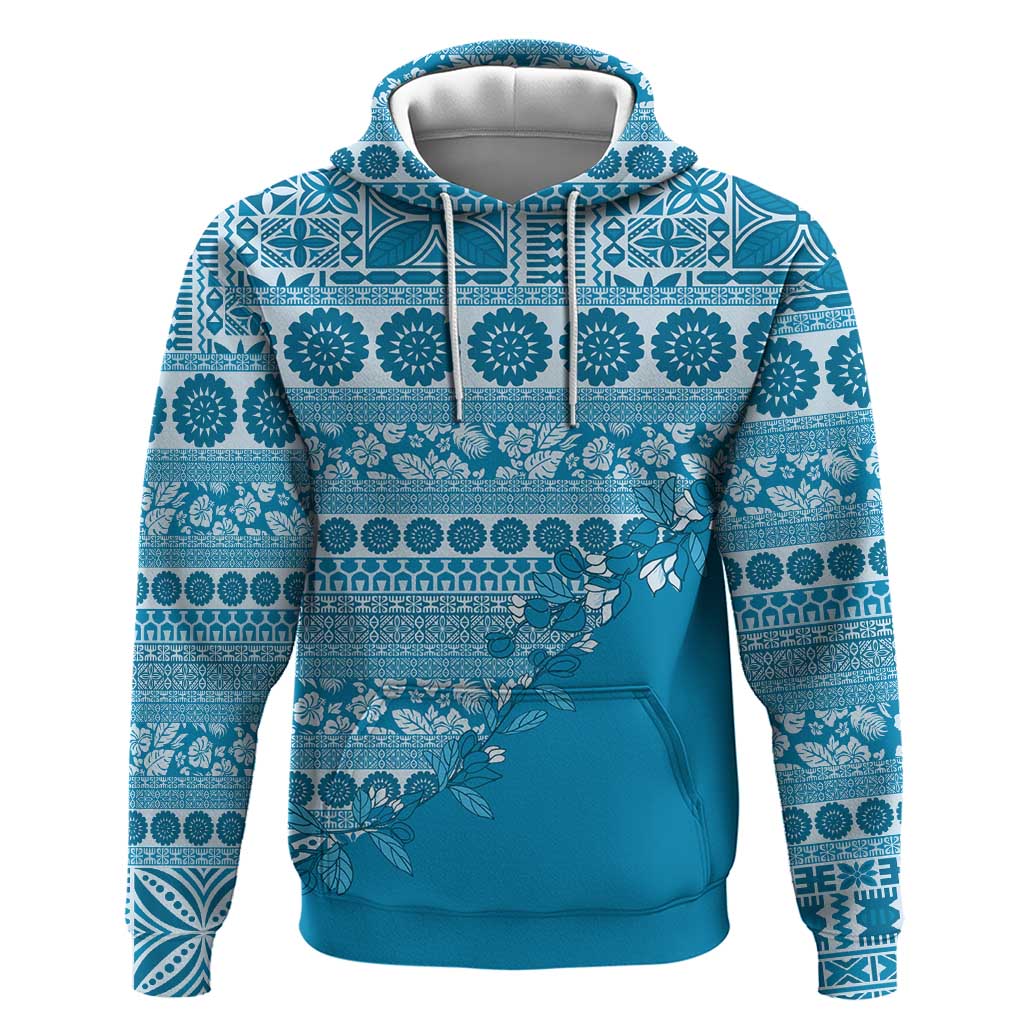 Fiji Marau na Kerisimasi Zip Hoodie Aqua Tagimoucia Tapa Masi Tribal - Polynesian Pride