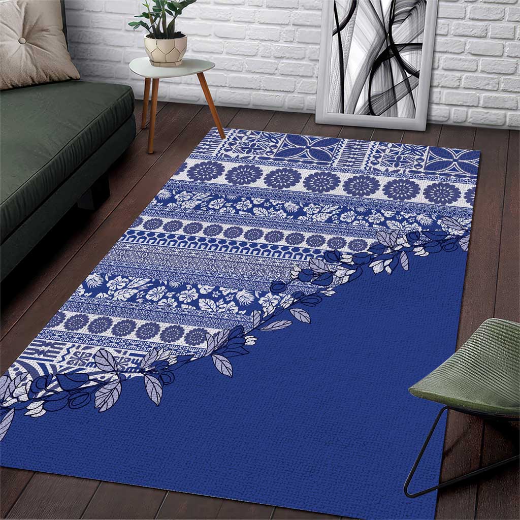 Fiji Marau na Kerisimasi Area Rug Blue Tagimoucia Tapa Masi Tribal - Polynesian Pride