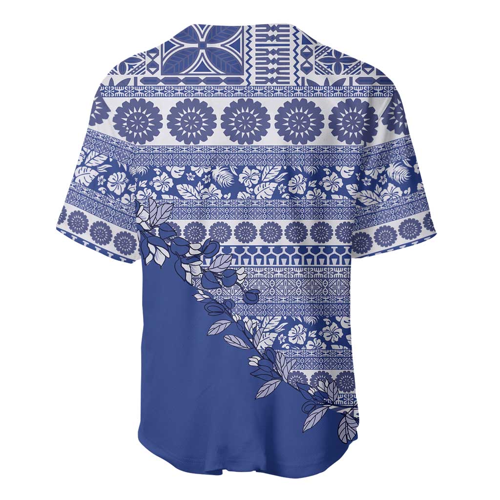 Fiji Marau na Kerisimasi Baseball Jersey Blue Tagimoucia Tapa Masi Tribal LT9 - Polynesian Pride