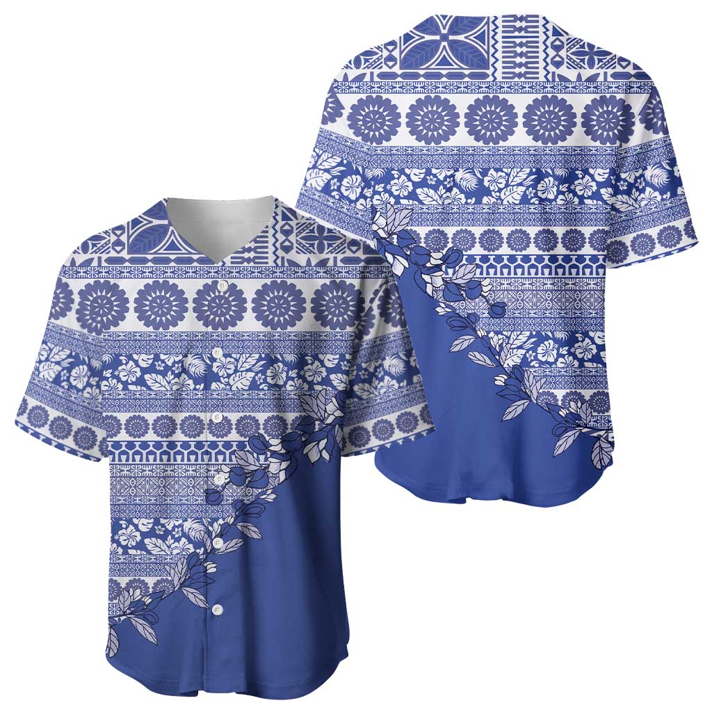 Fiji Marau na Kerisimasi Baseball Jersey Blue Tagimoucia Tapa Masi Tribal LT9 - Polynesian Pride