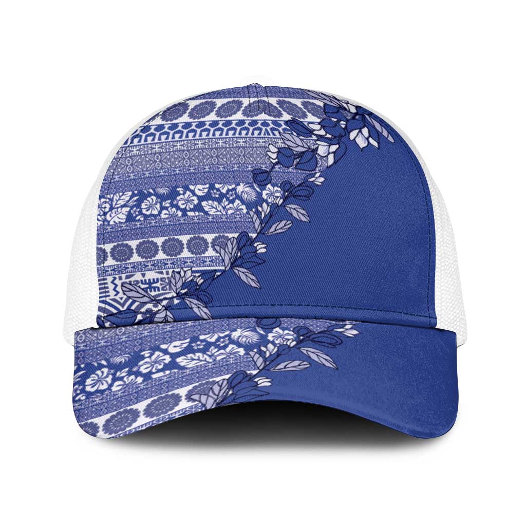 Fiji Marau na Kerisimasi Baseball Net Cap Blue Tagimoucia Tapa Masi Tribal - Polynesian Pride