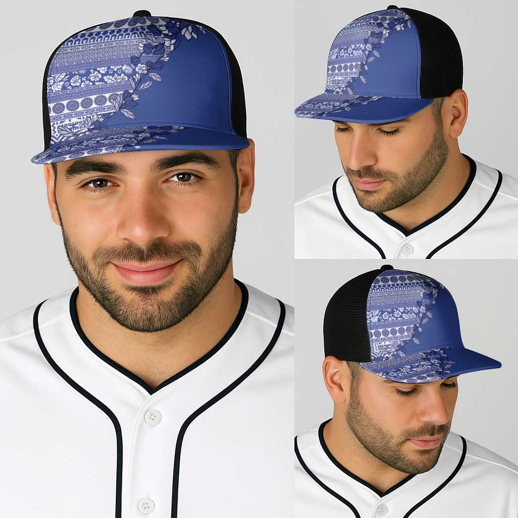 Fiji Marau na Kerisimasi Baseball Net Cap Blue Tagimoucia Tapa Masi Tribal - Polynesian Pride