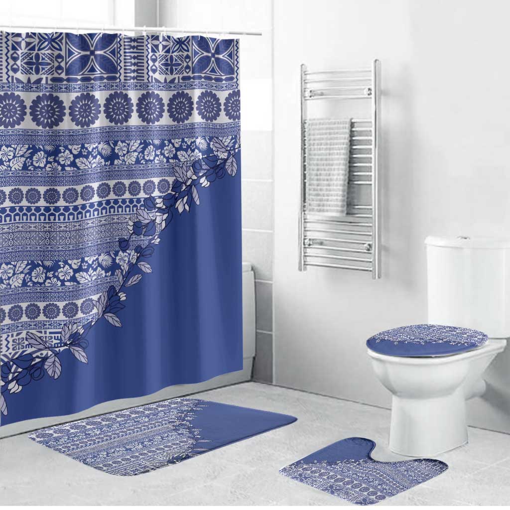 Fiji Marau na Kerisimasi Bathroom Set Blue Tagimoucia Tapa Masi Tribal - Polynesian Pride