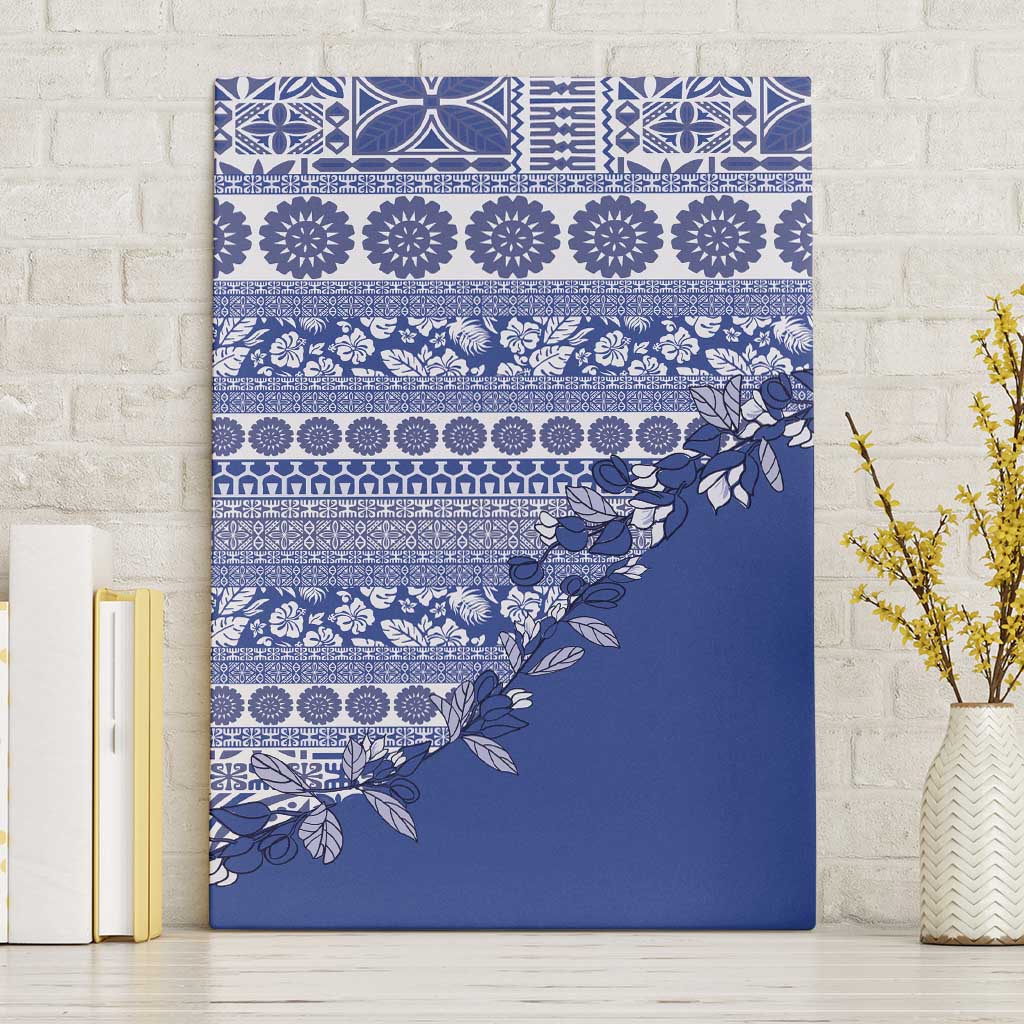 Fiji Marau na Kerisimasi Canvas Wall Art Blue Tagimoucia Tapa Masi Tribal - Polynesian Pride