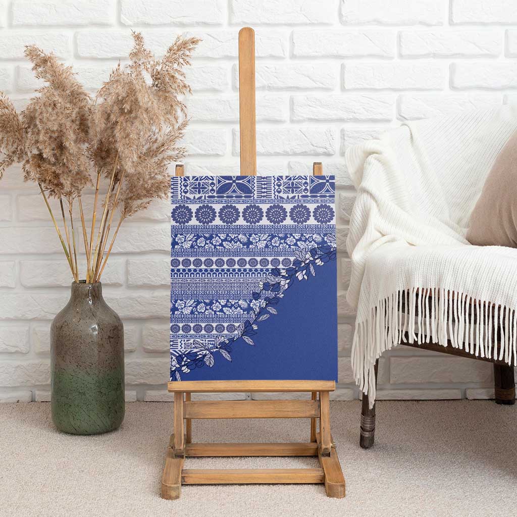 Fiji Marau na Kerisimasi Canvas Wall Art Blue Tagimoucia Tapa Masi Tribal - Polynesian Pride