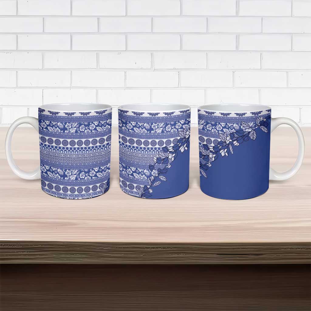 Fiji Marau na Kerisimasi Ceramic Mug Blue Tagimoucia Tapa Masi Tribal - Polynesian Pride